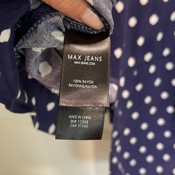 Max Jeans blue and white polka dot blouse size s - Picture 4 of 6